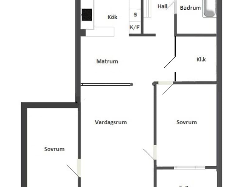 3 rok, Loftvägen 19, 3 tr, 72,6 m2, 2
